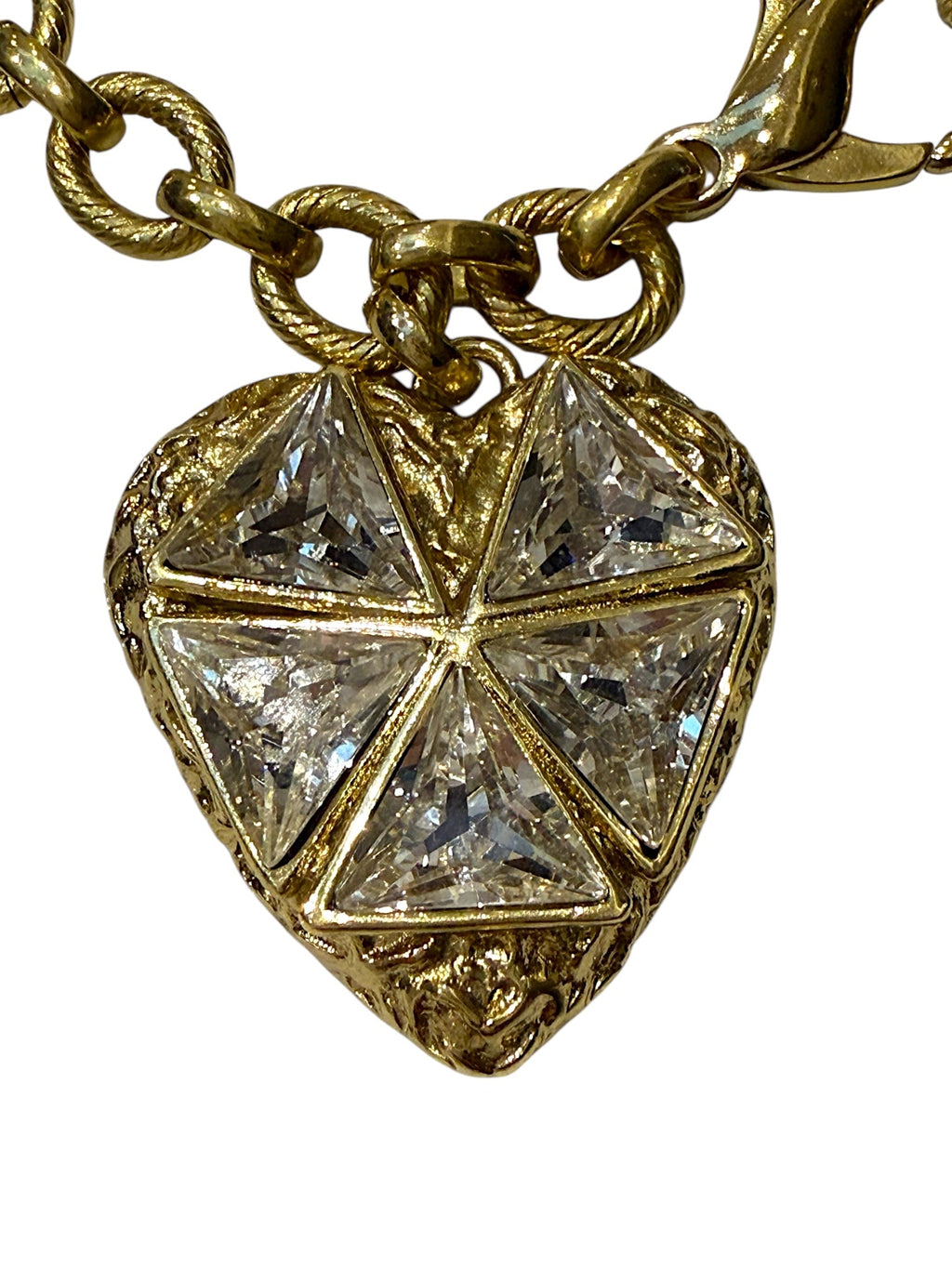 Lacroix Vintage Large Gold Plated Heart Charm Clip-On Earrings and Matching Bracelet