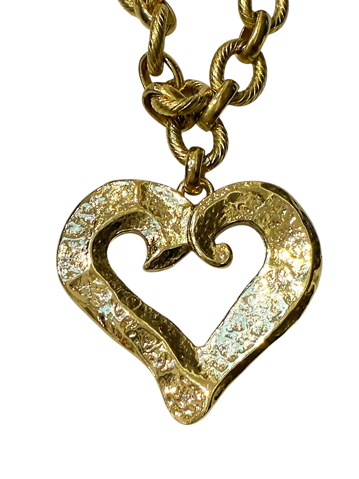 Lacroix Vintage Large Gold Plated Heart Charm Clip-On Earrings and Matching Bracelet