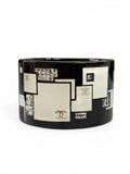 Chanel Black Lucite Hinged Oval Crystal Cuff Bracelet