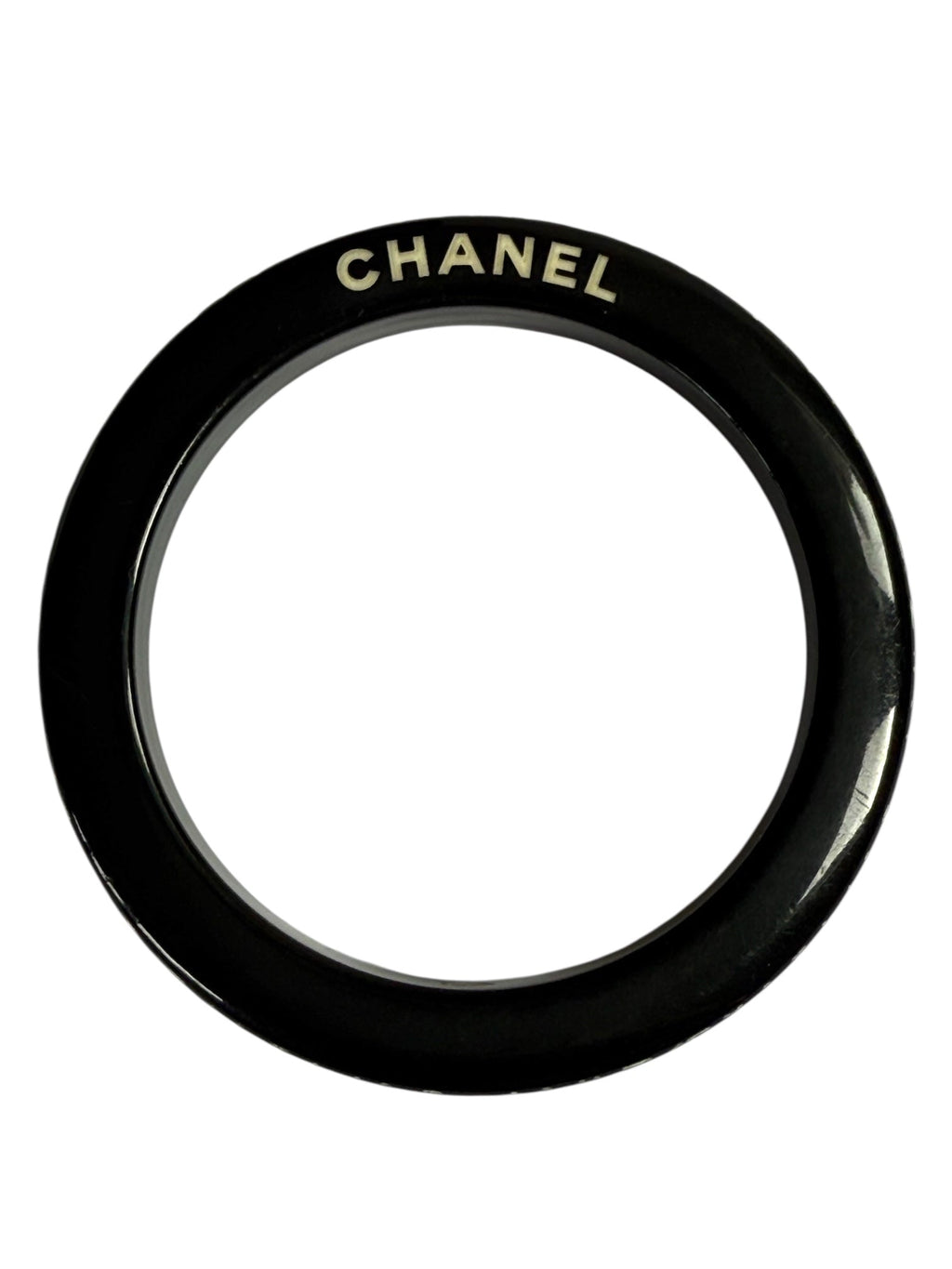 Chanel Floral Carved Resin Black and White Bangle