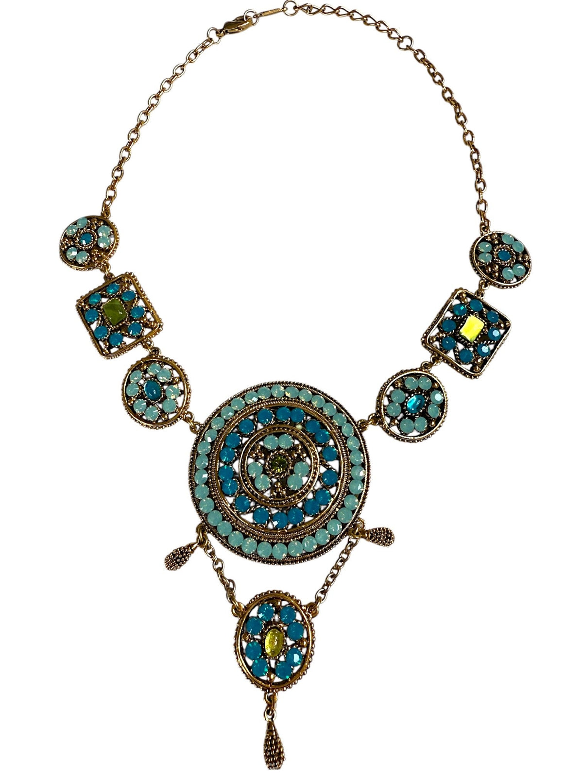 Poggi of Paris Light Blue and Turquoise Pendant Necklace