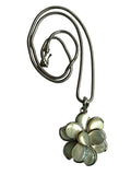 Chanel Silver and Mother of Pearl Camellia Necklace with Serpentine Chain