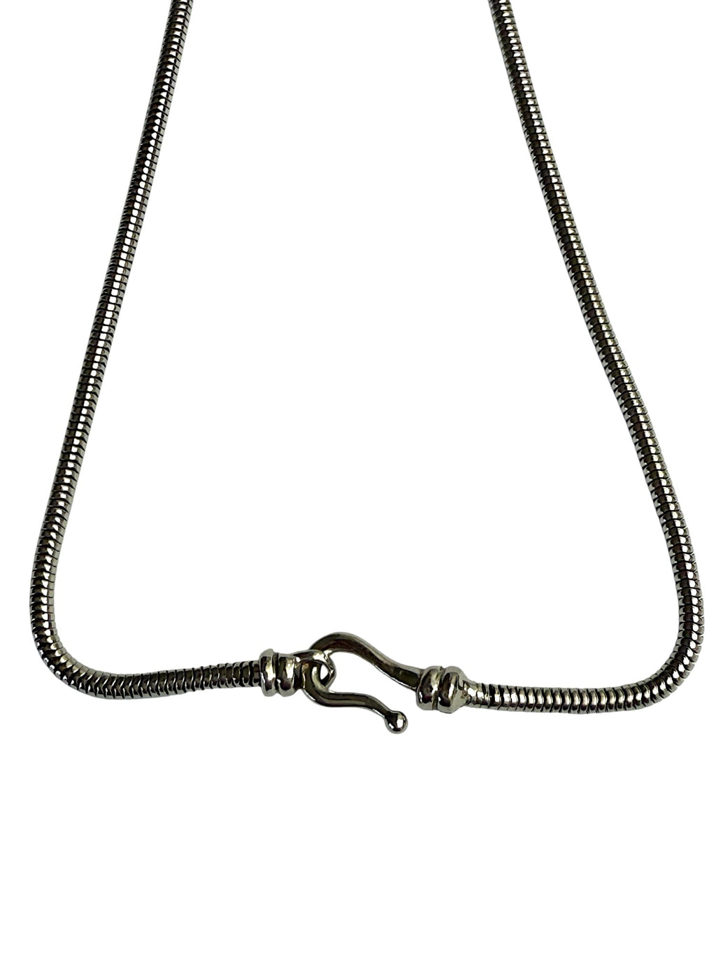 Chanel Silver and Mother of Pearl Camellia Necklace with Serpentine Chain