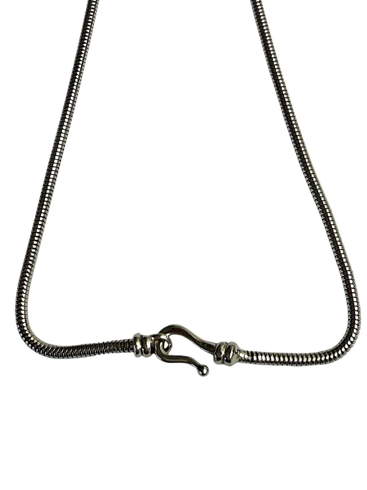 Chanel Silver and Mother of Pearl Camellia Necklace with Serpentine Chain