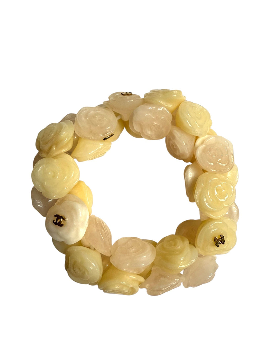 Chanel Camellia Cream Resin Stretch Bracelet