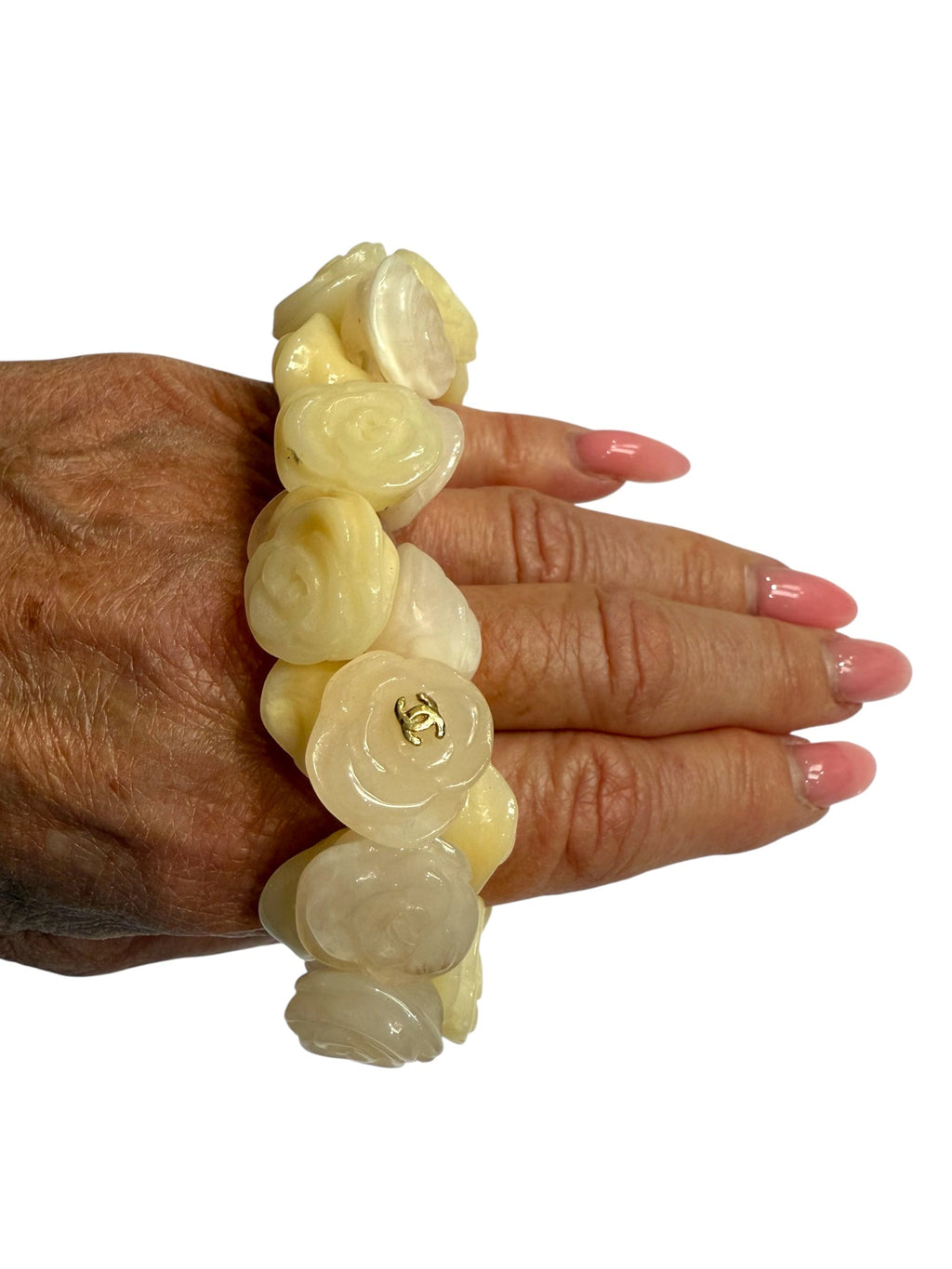 Chanel Camellia Cream Resin Stretch Bracelet