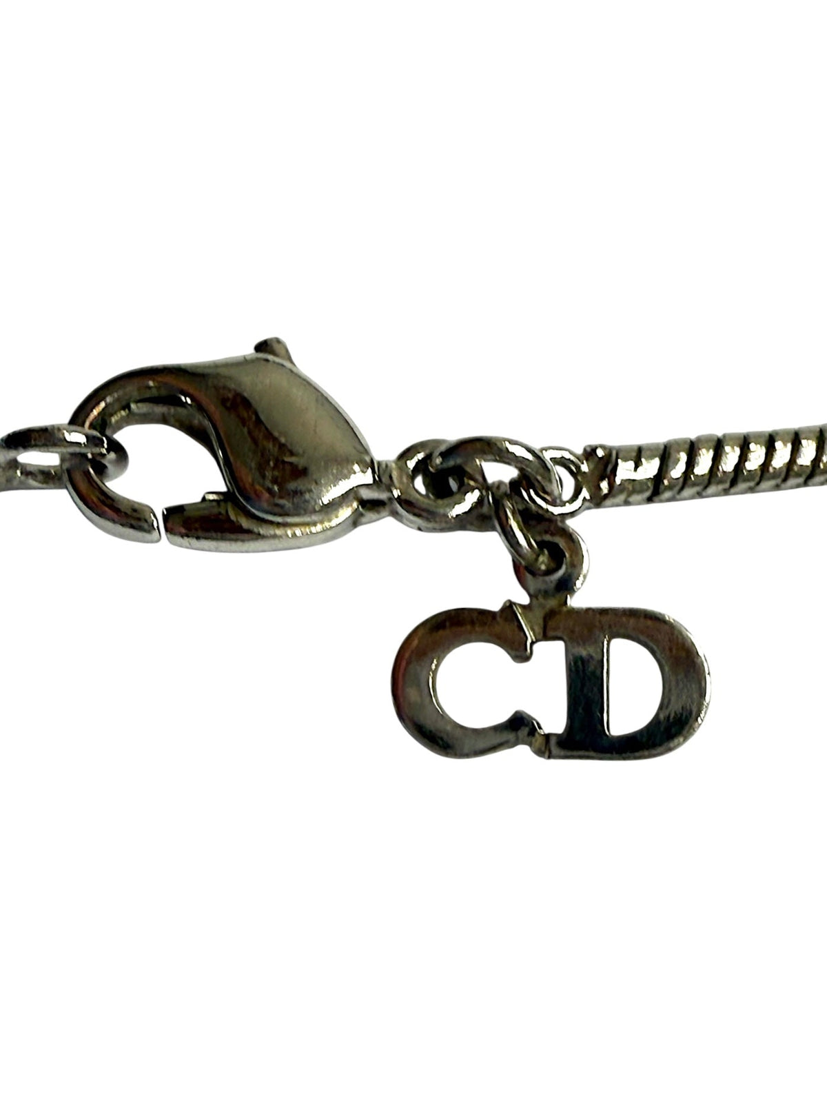 Dior Silver Tone Oval DIOR letters Pendant Necklace