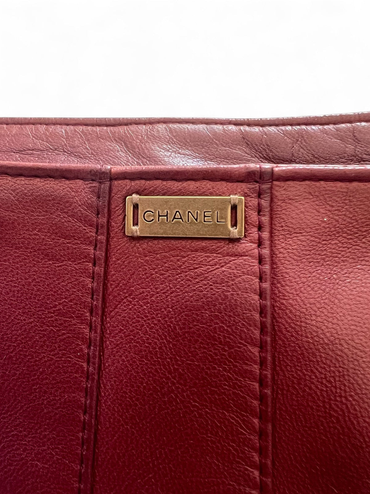 Chanel Bordeaux Leather Midi Skirt