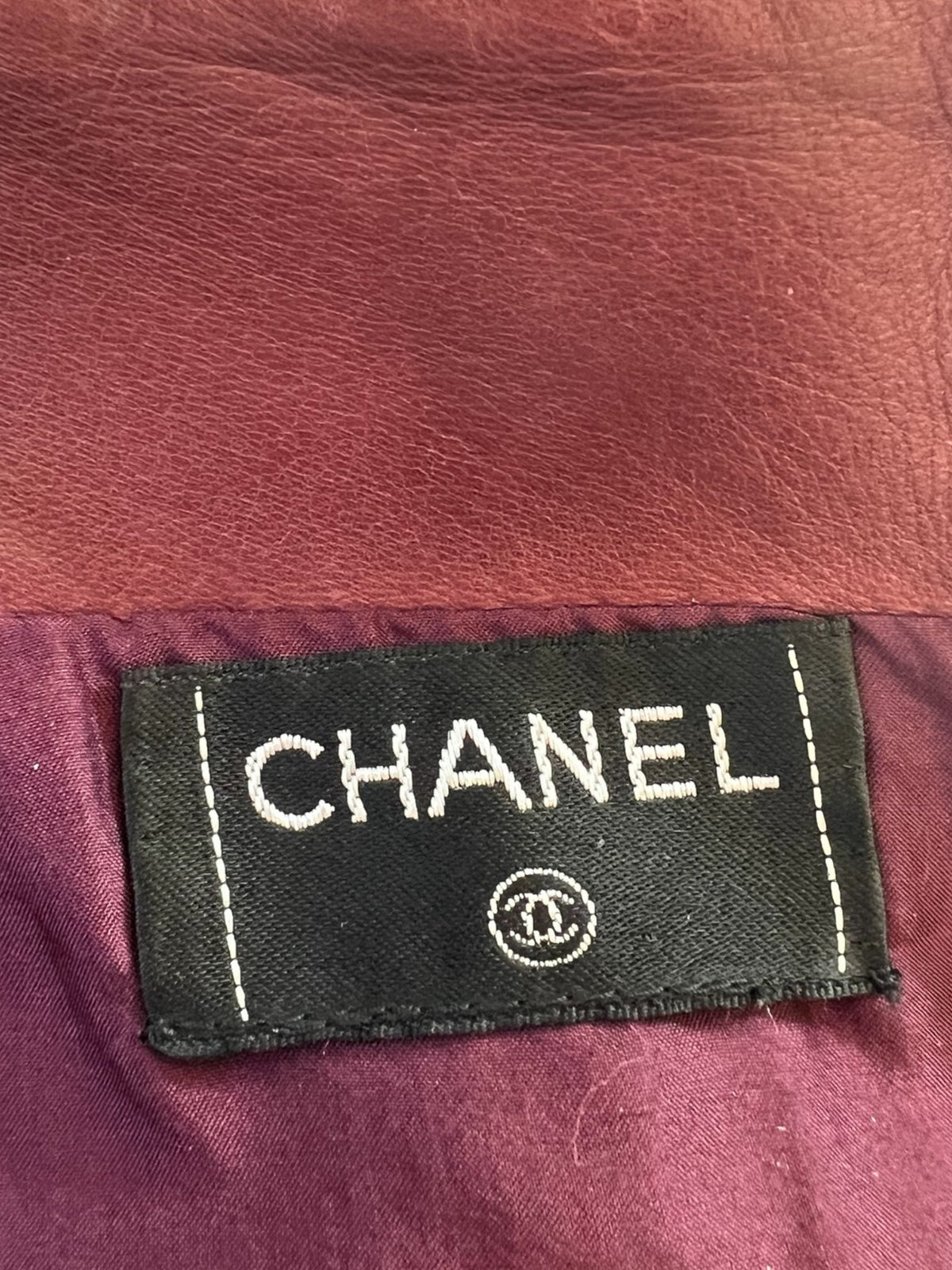 Chanel Bordeaux Leather Midi Skirt