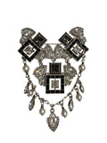 Chanel, Silver Tone, Black and White Crystal Art Deco Brooch