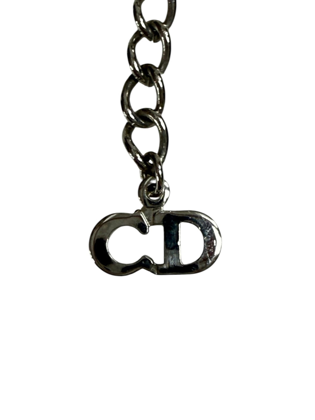 Dior Silver Tone Crystal Oval Pendant