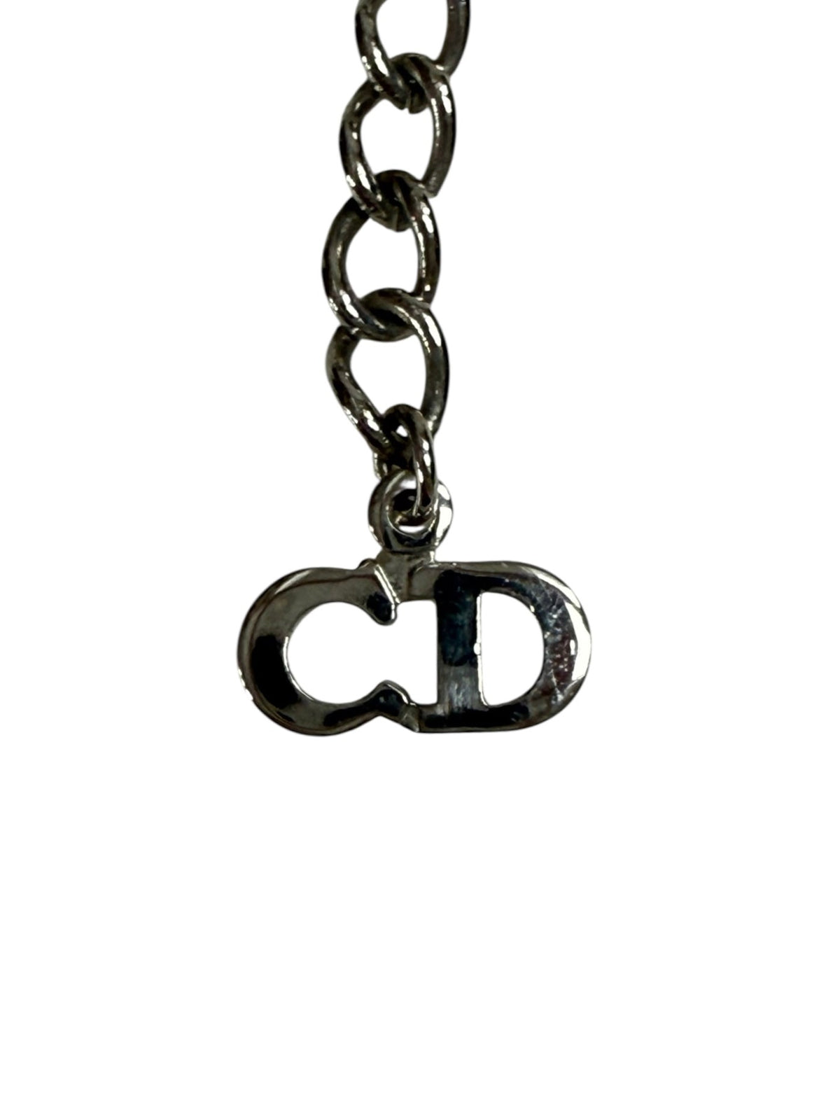 Dior Silver Tone Crystal Oval Pendant