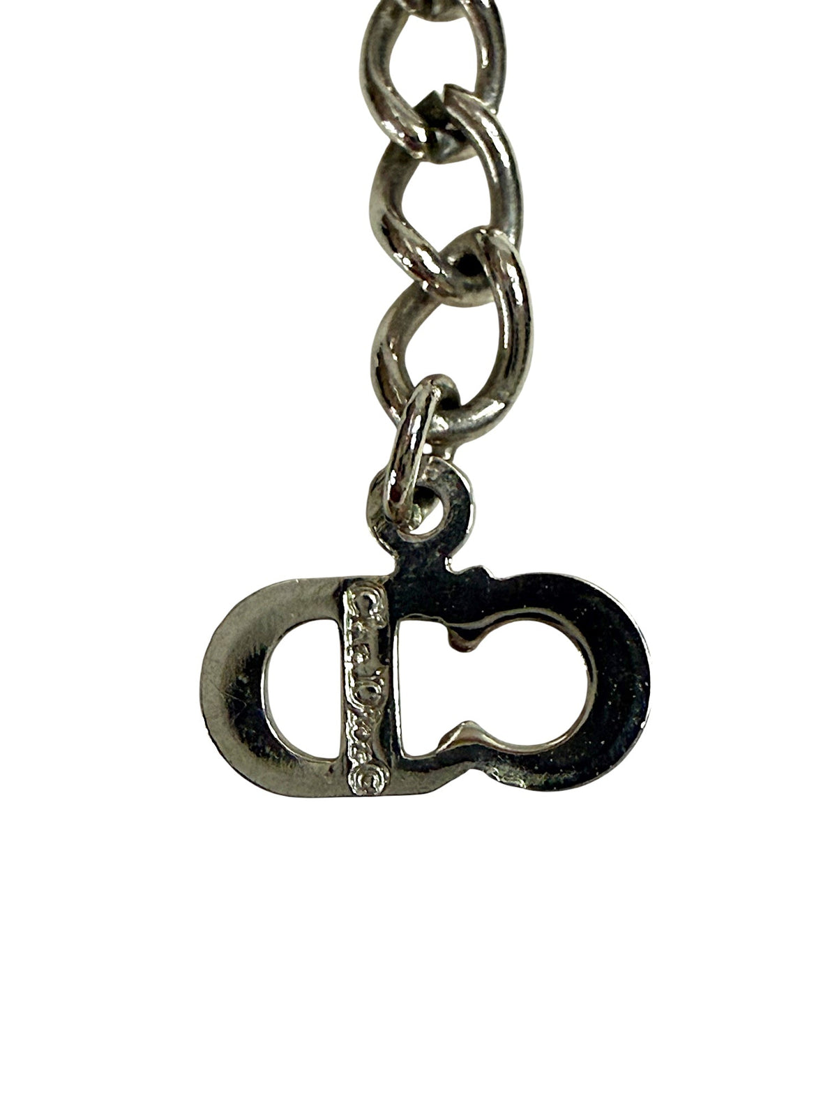 Dior Silver Tone Crystal Oval Pendant