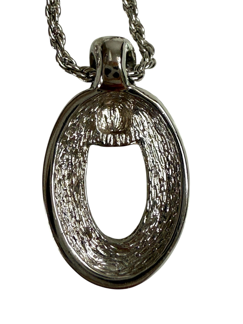Dior Silver Tone Crystal Oval Pendant