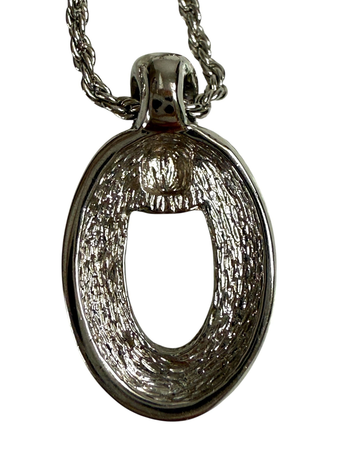 Dior Silver Tone Crystal Oval Pendant