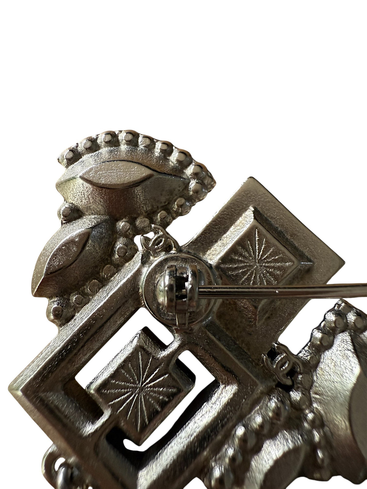 Chanel, Silver Tone, Black and White Crystal Art Deco Brooch