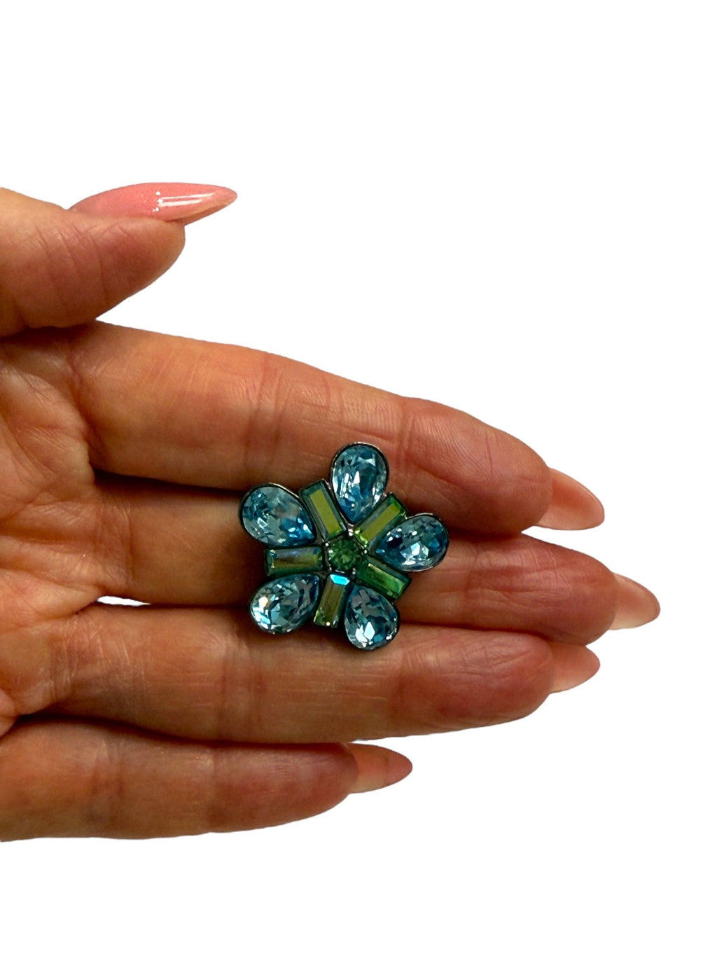 Givenchy Small Blue and Turquoise Crystal Brooch