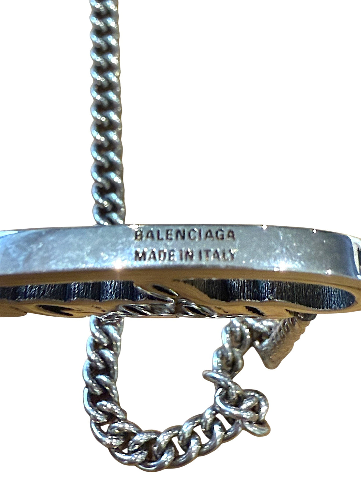 Balenciaga Typo Valentine Logo Silver Tone Necklace