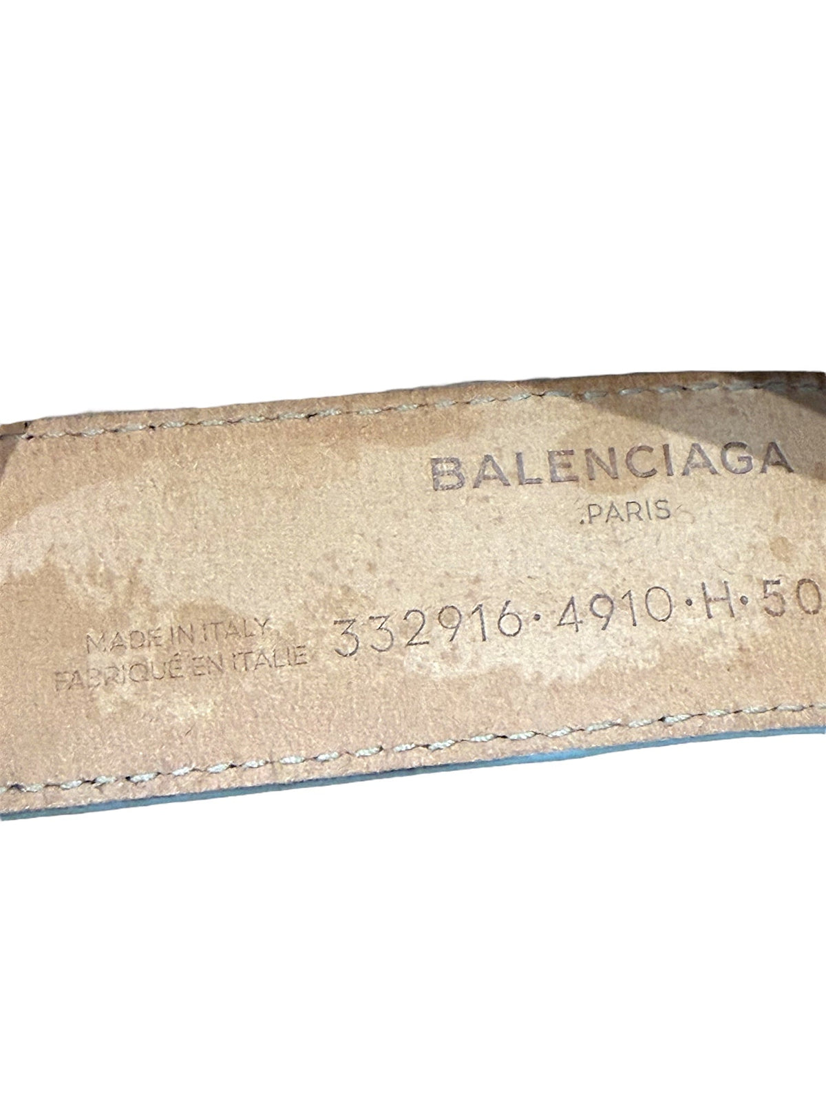 Balenciaga Pale Blue Leather Bracelet with Silver and Gold Clasp