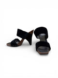 Chanel Black Velvet Platform Sandals with Wooden Soles