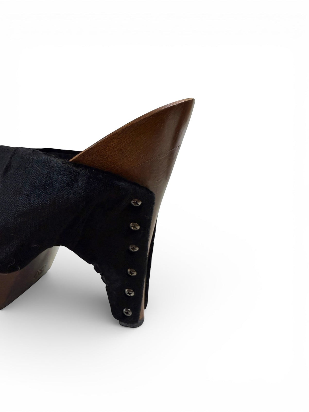 Chanel Black Velvet Platform Sandals with Wooden Soles