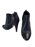 Chanel Navy and Black Leather Pointed Toe Ankle Boots