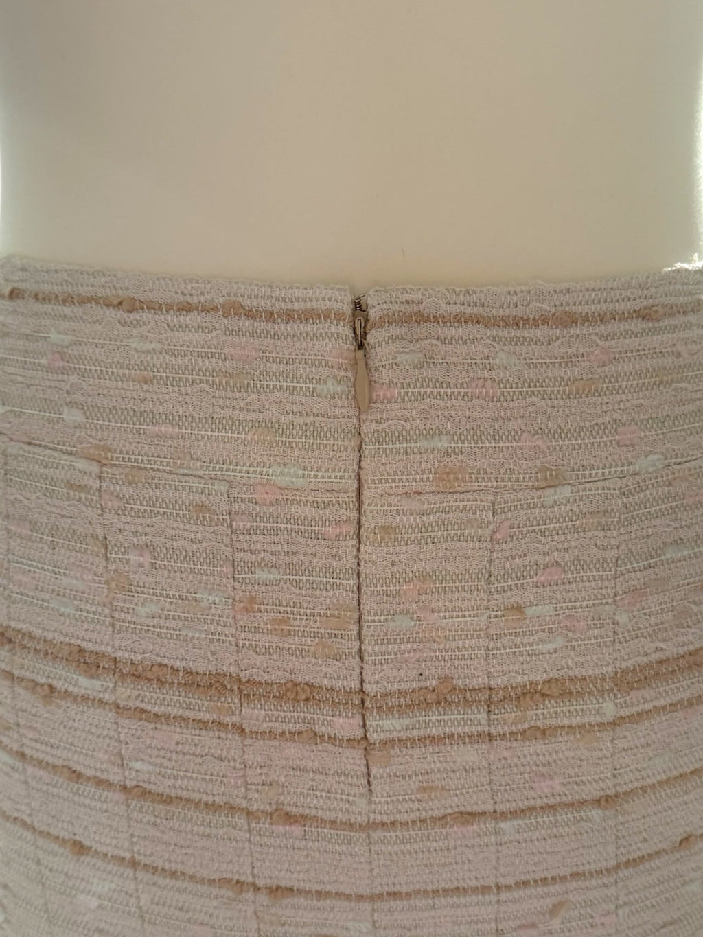 Chanel Pink White and Beige Bouclé Knee Length Skirt