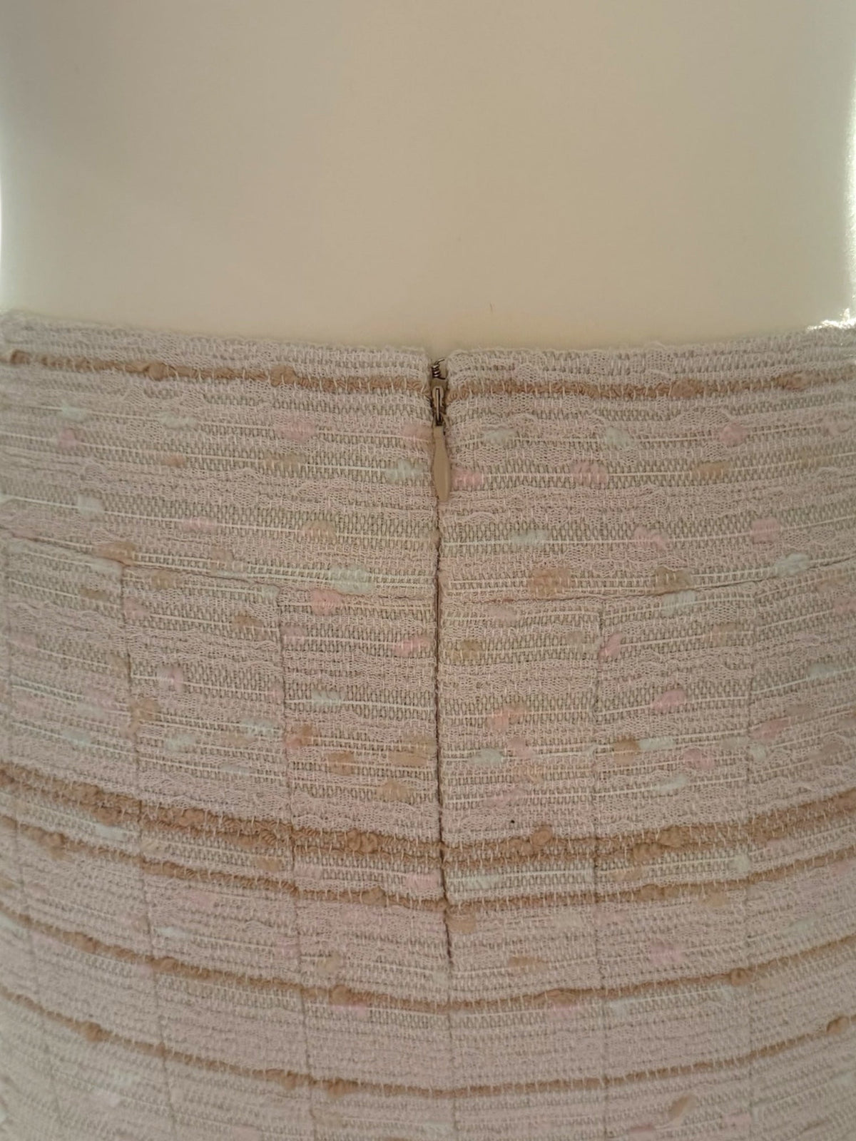 Chanel Pink White and Beige Bouclé Knee Length Skirt