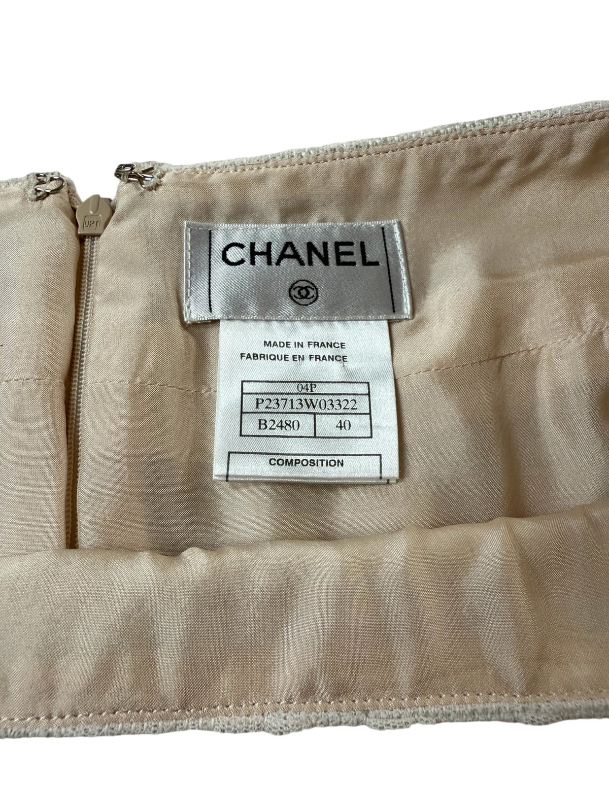 Chanel Pink White and Beige Bouclé Knee Length Skirt