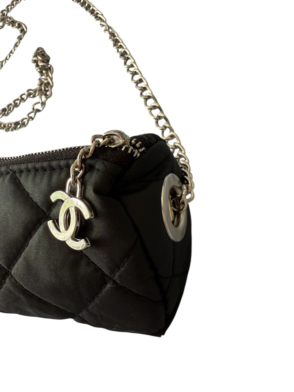 Chanel Cream and Black Automatic Open/Collapse Umbrella
