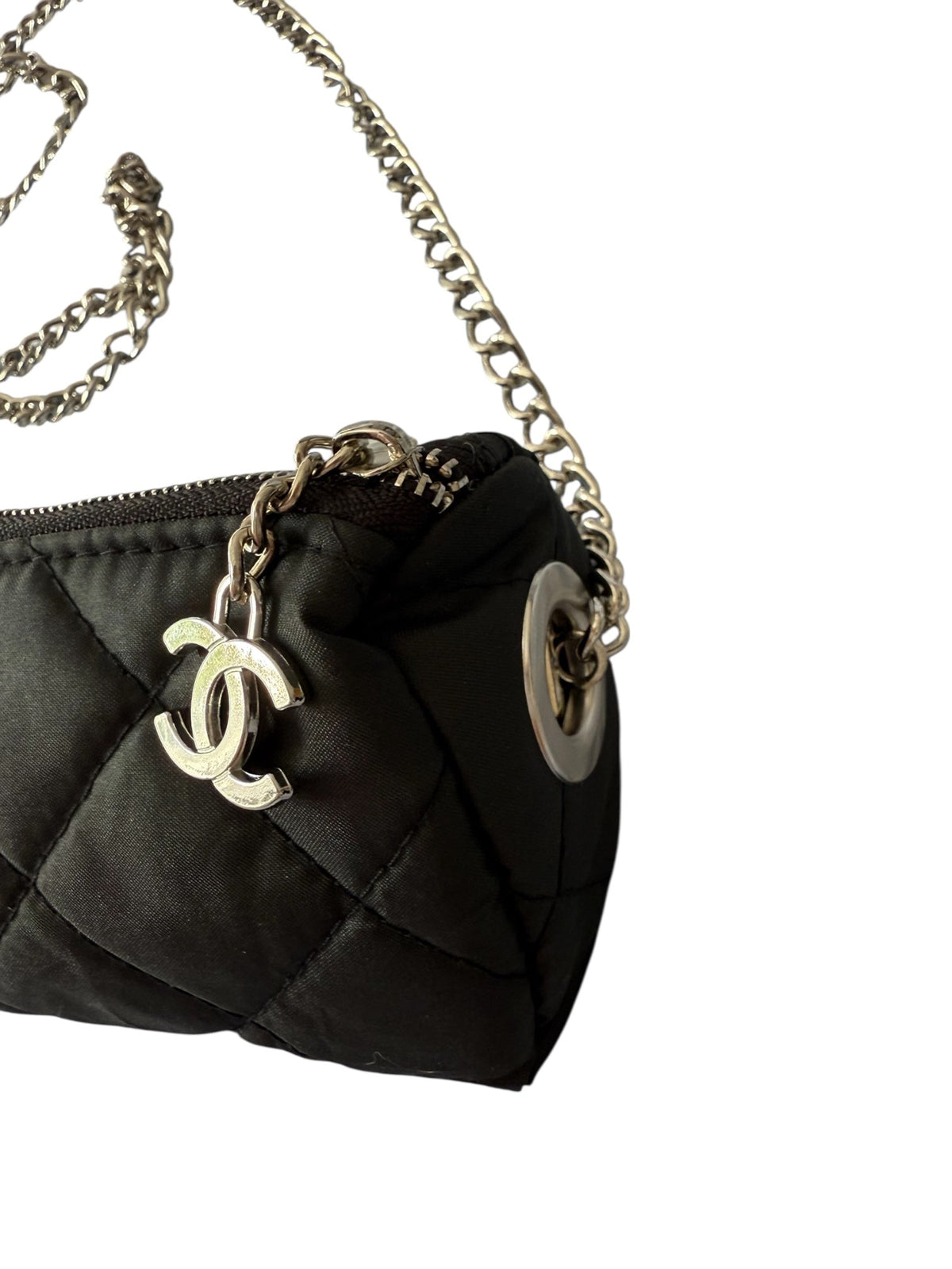 Chanel Cream and Black Automatic Open/Collapse Umbrella