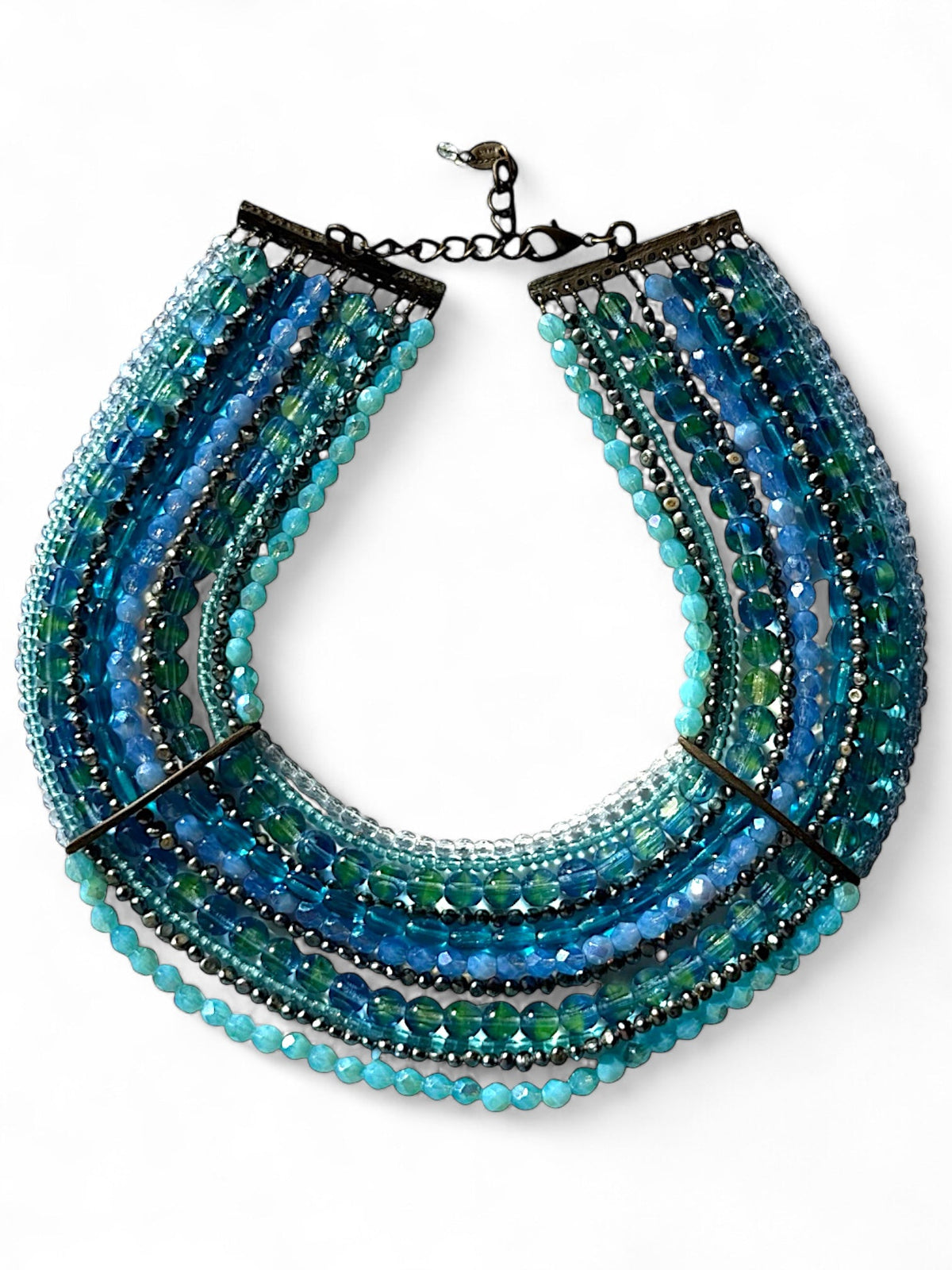 Poggi of Paris – Multi Strand Faceted Blue Beads Collar