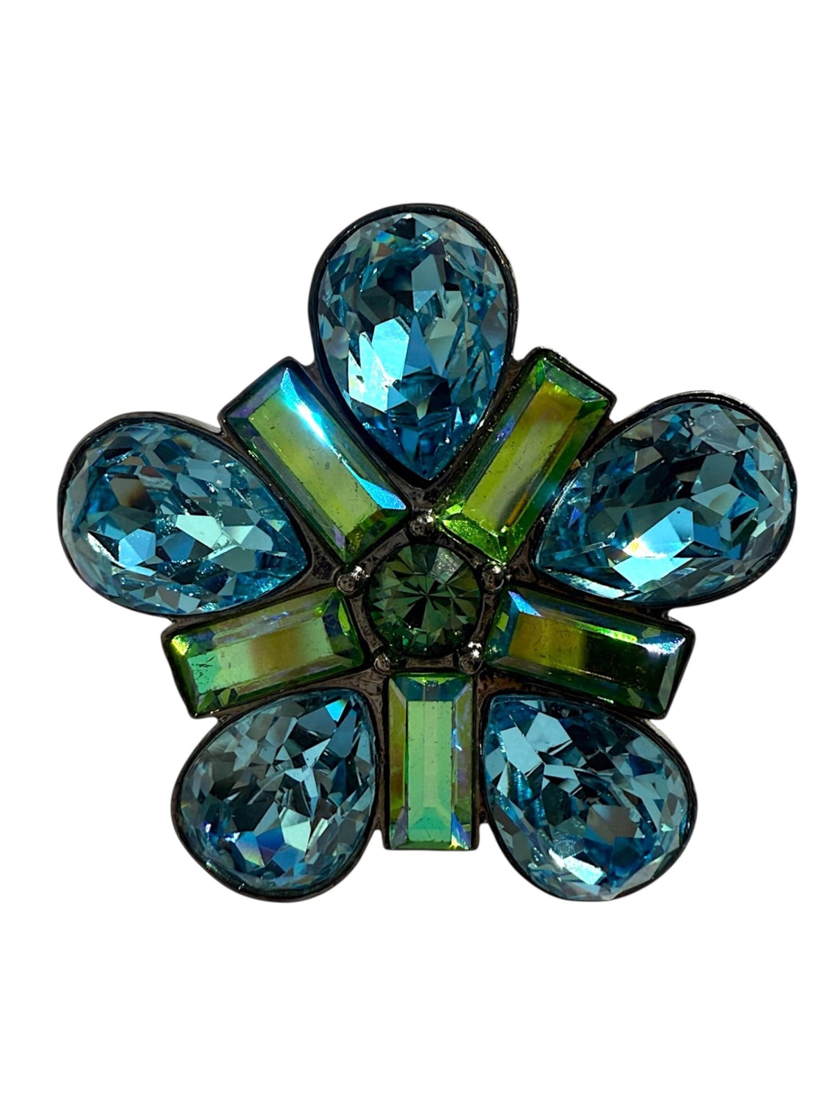 Givenchy Small Blue and Turquoise Crystal Brooch