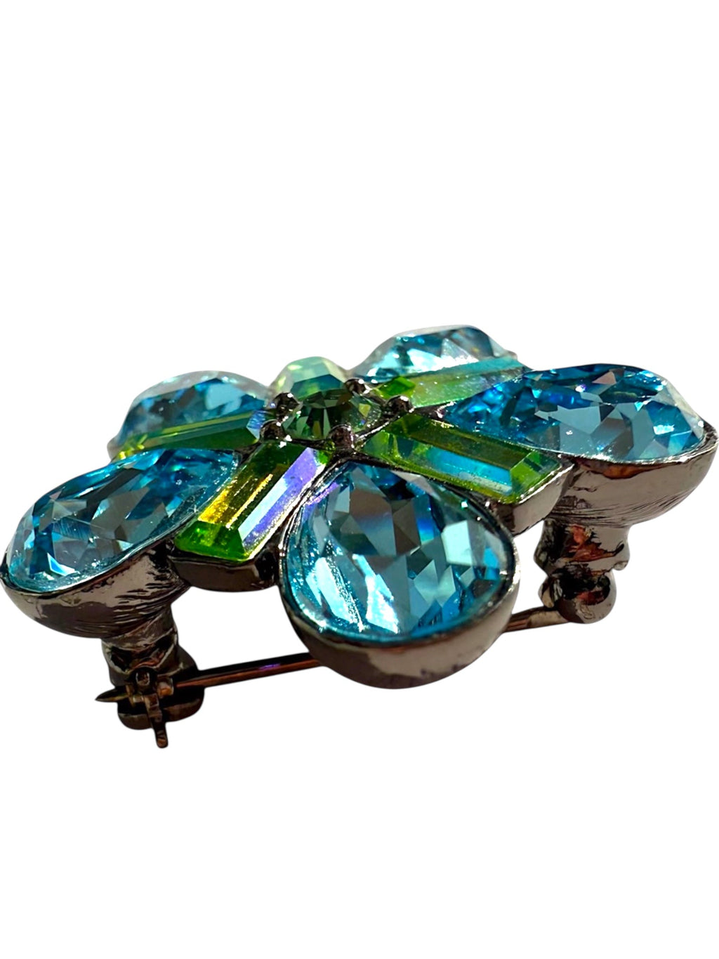 Givenchy Small Blue and Turquoise Crystal Brooch