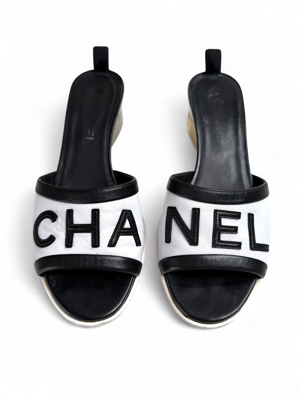Chanel White Mules with Clear Block Heels