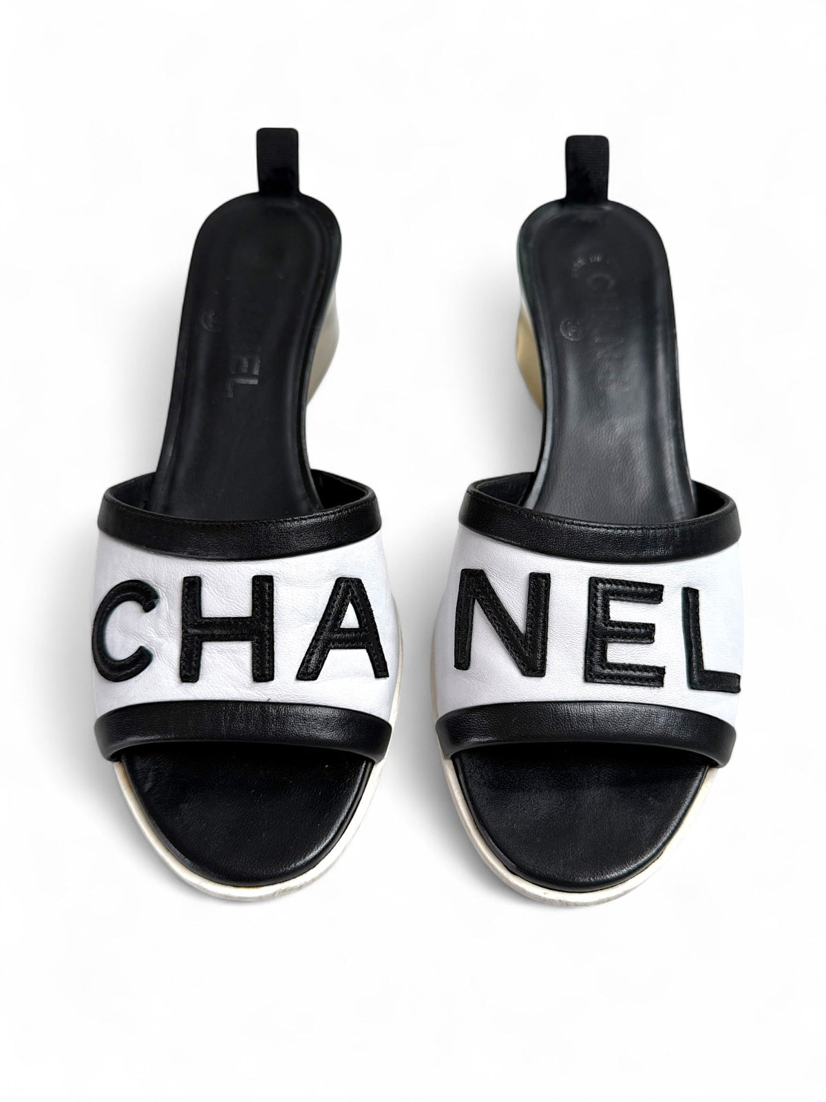 Chanel White Mules with Clear Block Heels