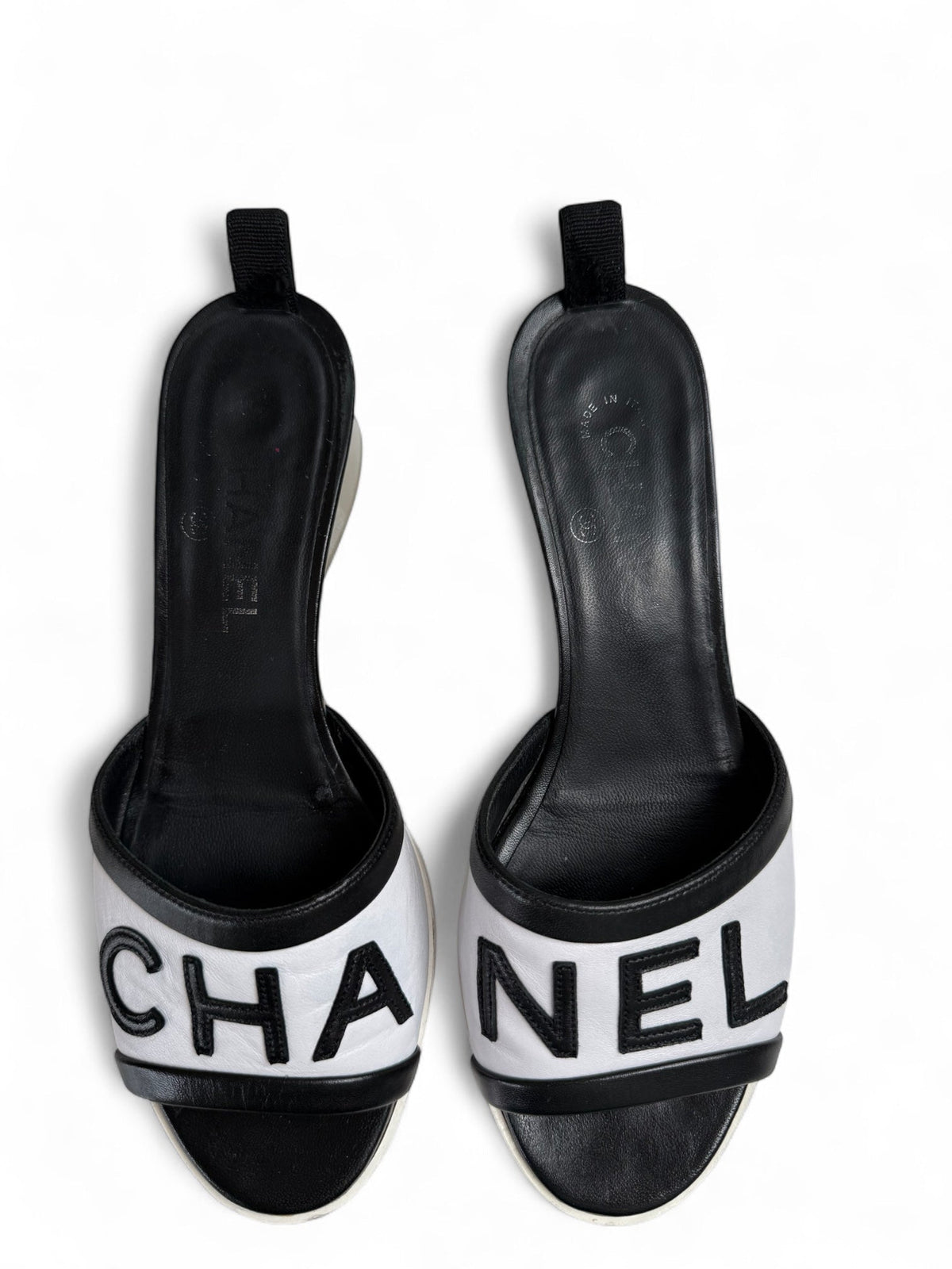 Chanel White Mules with Clear Block Heels