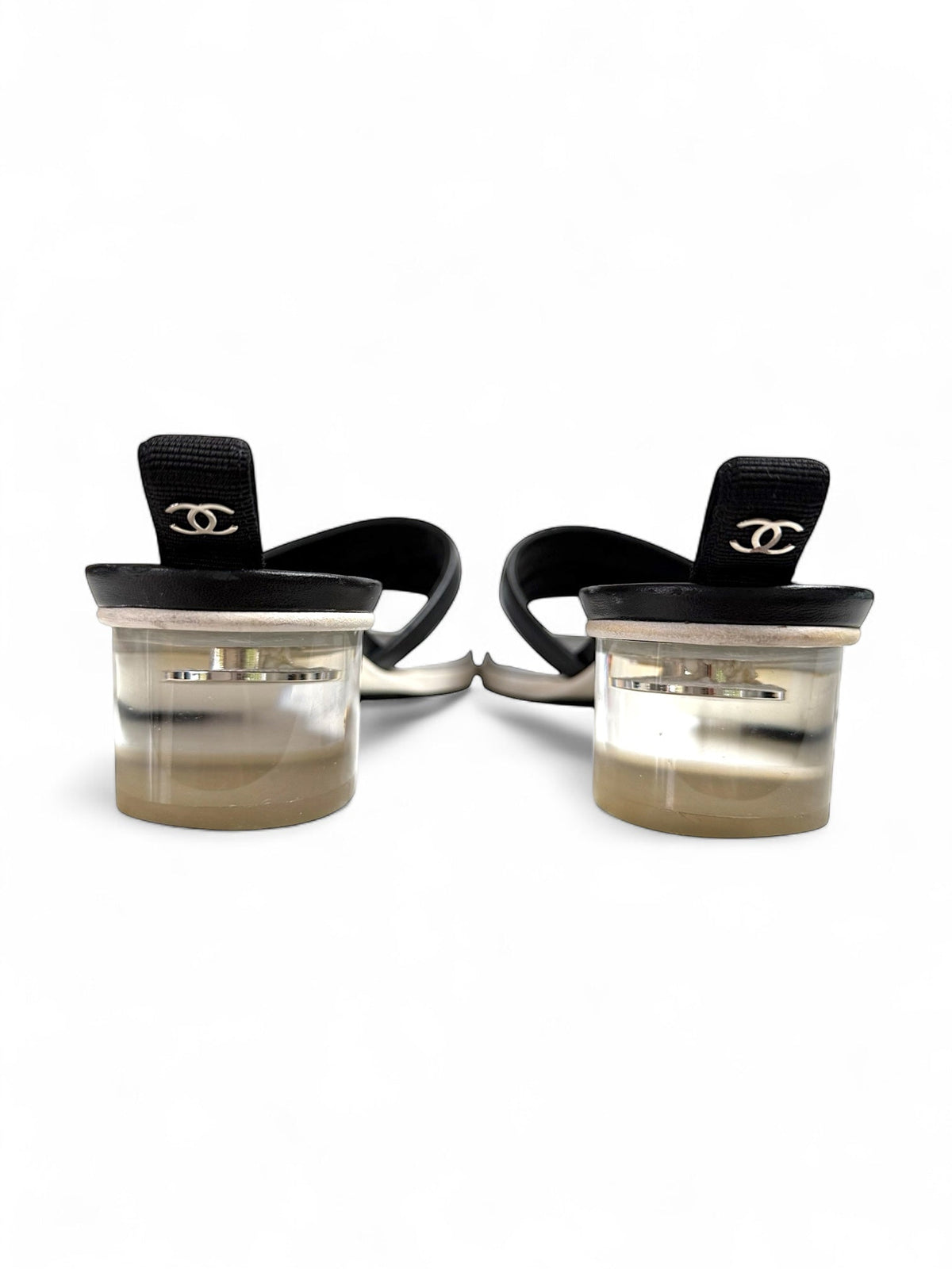 Chanel White Mules with Clear Block Heels