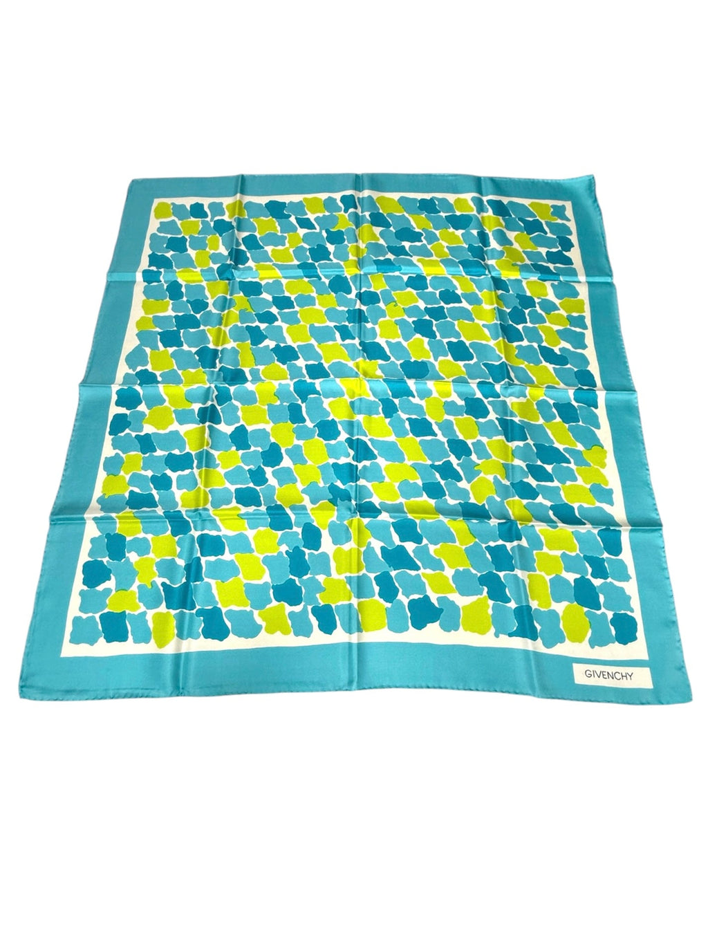 Givenchy Blue Green and Yellow Silk Scarf
