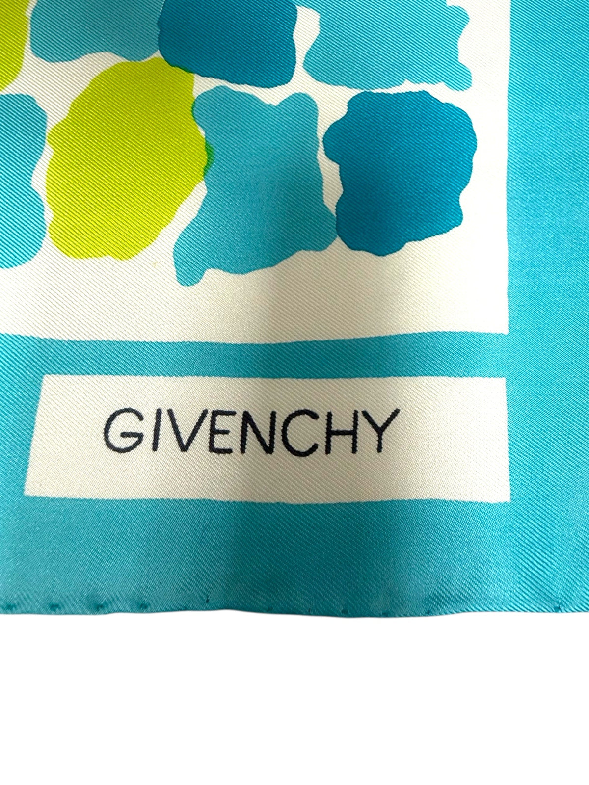 Givenchy Blue Green and Yellow Silk Scarf