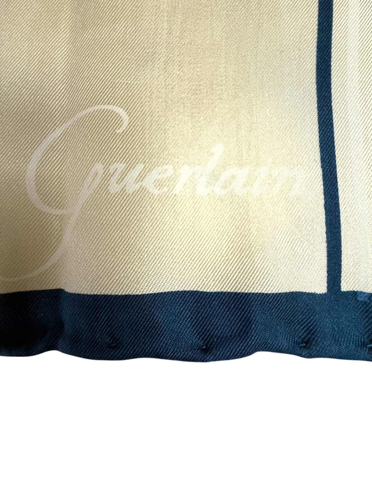 Guerlain Vintage Cream and Blue Silk Scarf