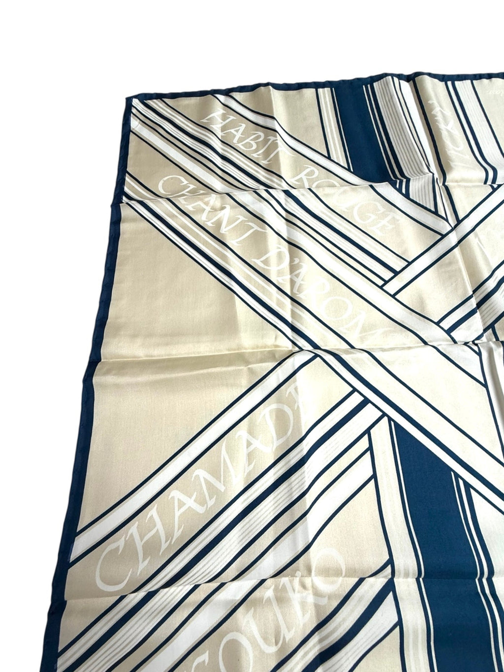 Guerlain Vintage Cream and Blue Silk Scarf