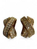 Dior Criss-Cross Gold Plated and Swarovski Crystal Clip On Earrings