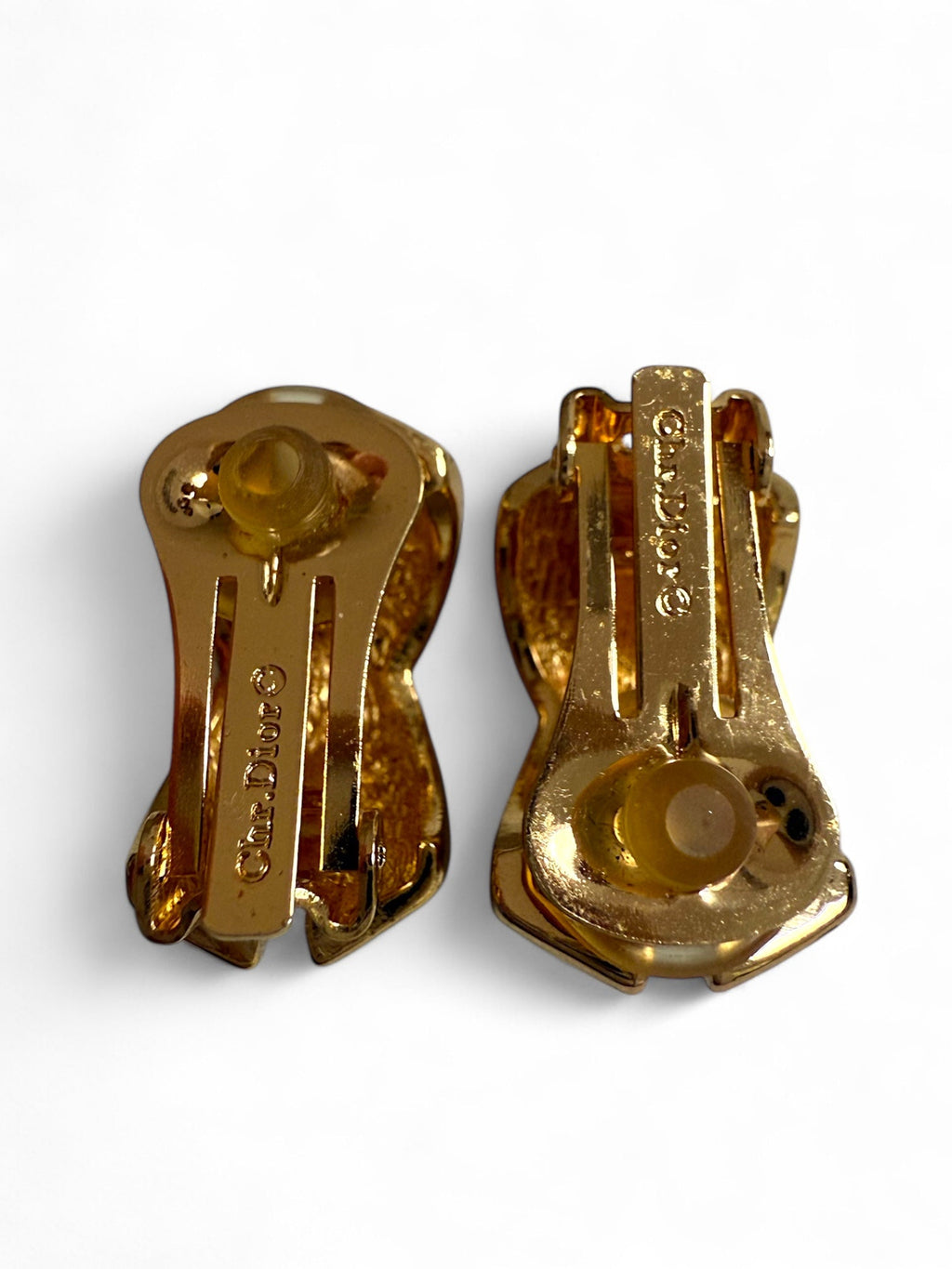 Dior Criss-Cross Gold Plated and Swarovski Crystal Clip On Earrings