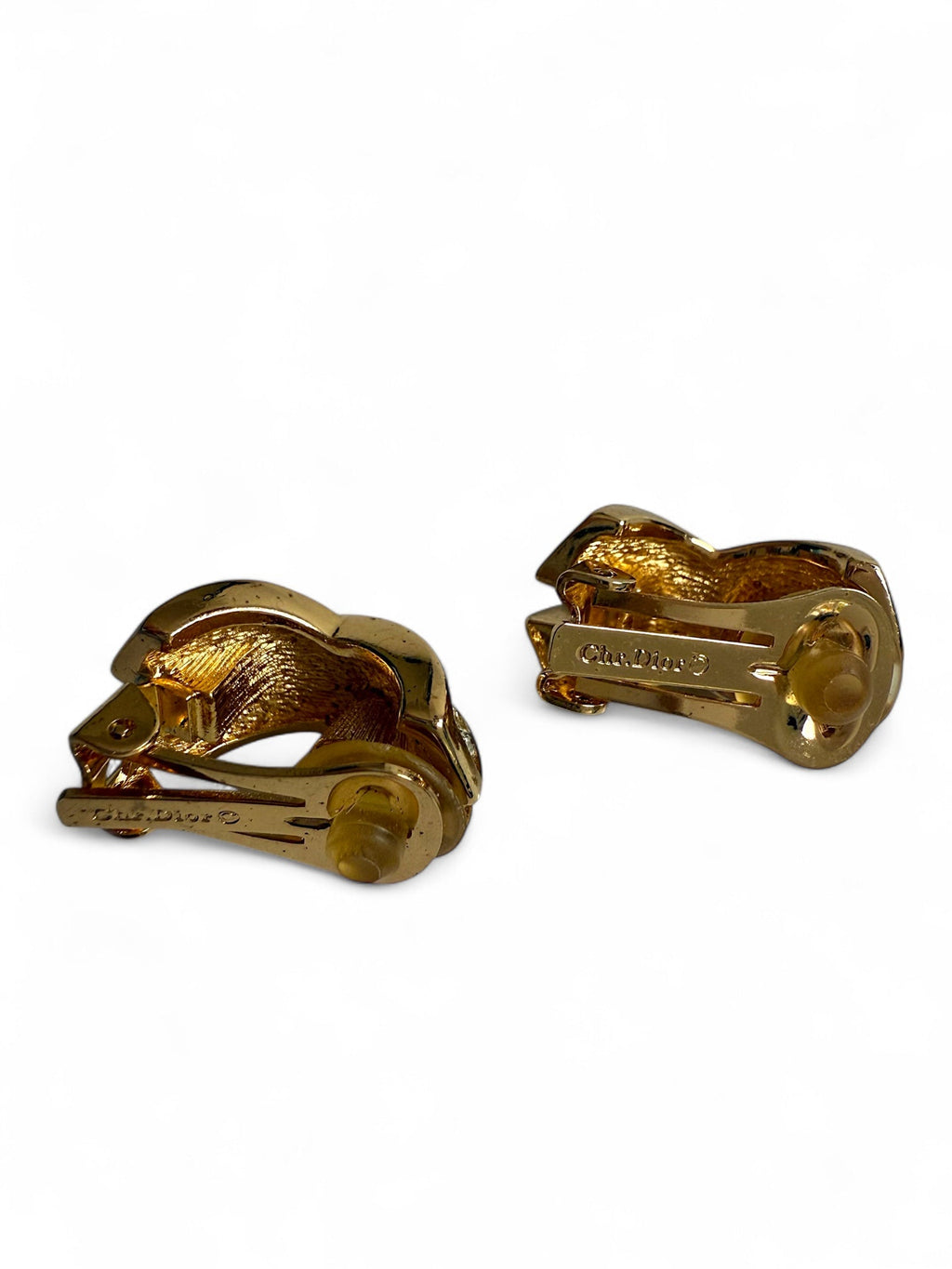 Dior Criss-Cross Gold Plated and Swarovski Crystal Clip On Earrings