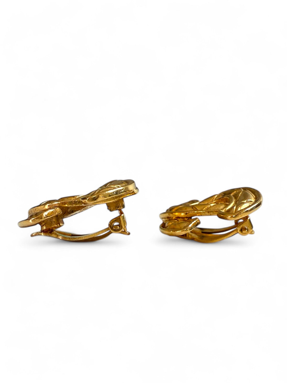 Chanel Gold Plated CC Logo Matelasse Clip On Earrings