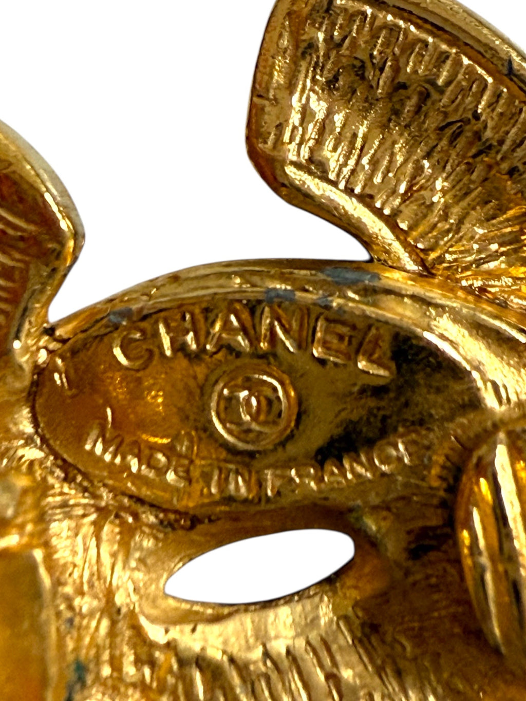 Chanel Gold Plated CC Logo Matelasse Clip On Earrings