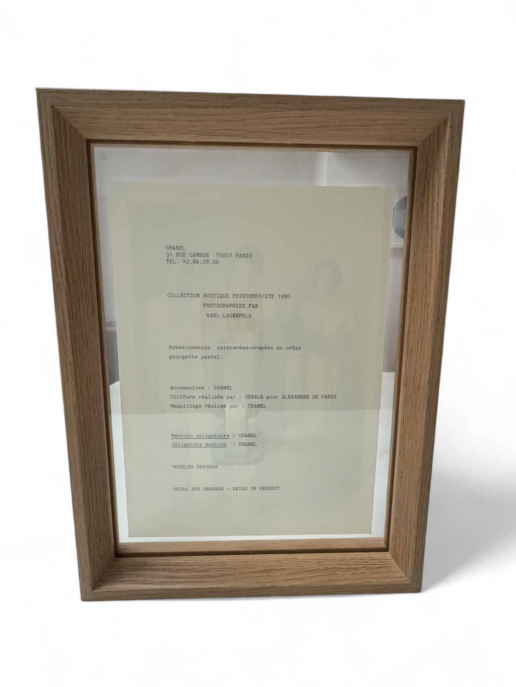 Chanel Set of Six Framed Original Black and White Marketing Prints from 1990