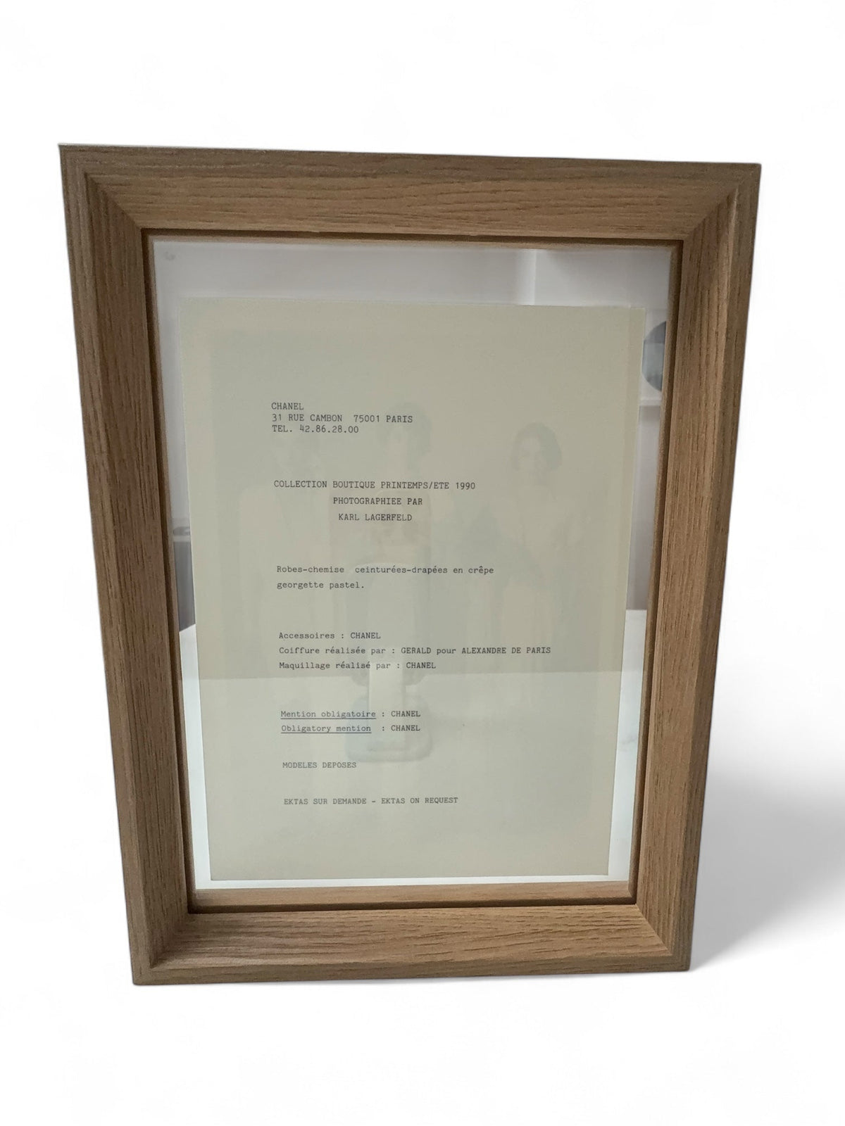 Chanel Set of Six Framed Original Black and White Marketing Prints from 1990