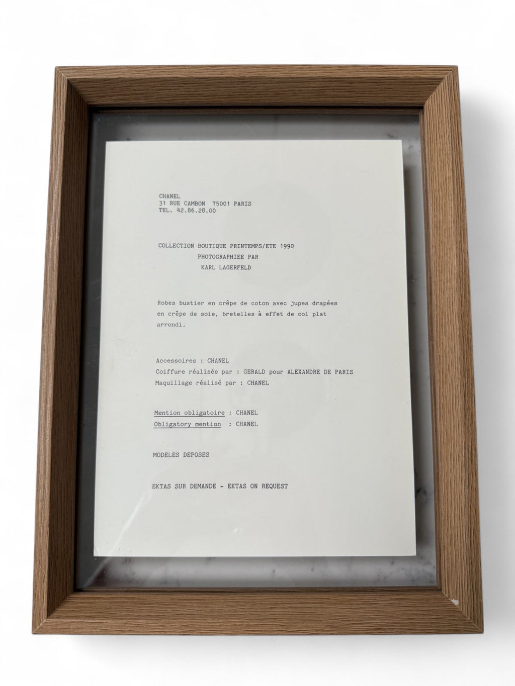 Chanel Set of Six Framed Original Black and White Marketing Prints from 1990